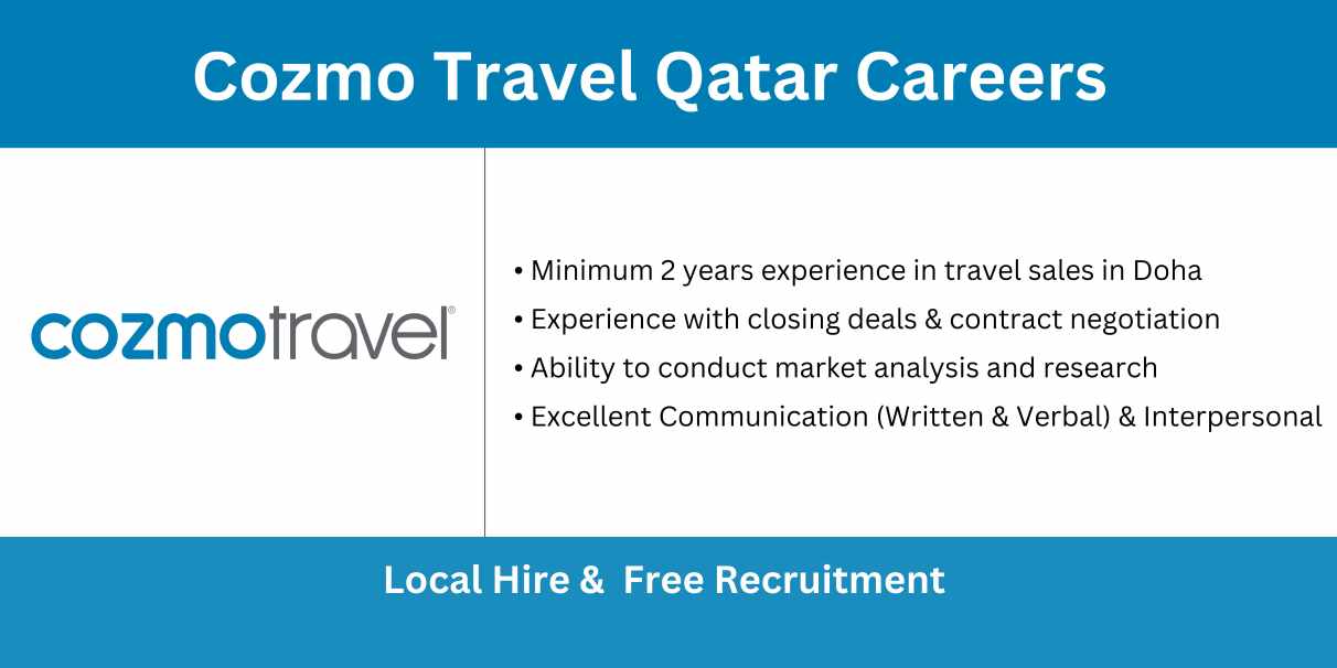 Cozmo Travel Qatar Careers | Urgent Vacancies